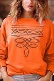 Western Boot Stitch Graphic Crew Neck Sweatshirt