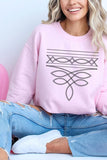 Western Boot Stitch Graphic Crew Neck Sweatshirt