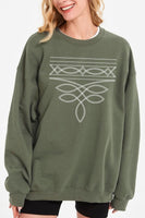 Western Boot Stitch Graphic Crew Neck Sweatshirt