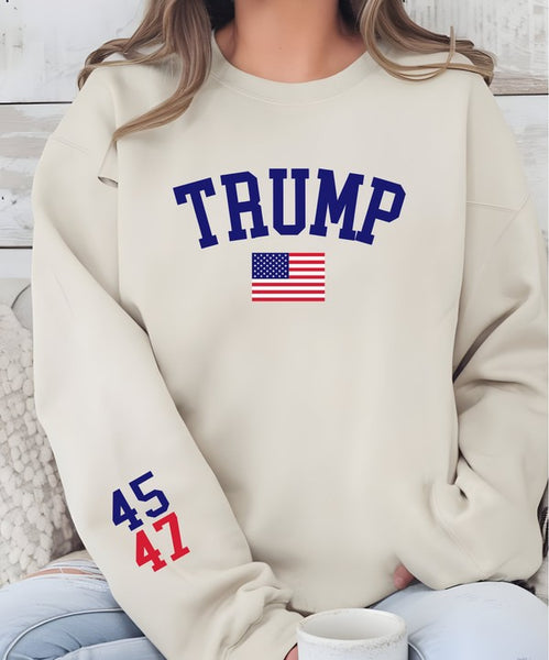 Trump USA Flag 45 47 Cozy Graphic Sweatshirt