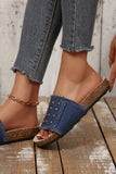 Denim Inspired Retro Studded Detail Slippers