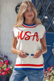 USA Vintage Trimmed Sleeveless Sweater