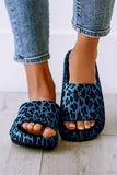 Open Toe Cheetah Print Slip On Slippers Slides