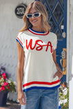 USA Vintage Trimmed Sleeveless Sweater