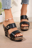 Buckle Studded Wedge Slippers