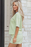 Stripe Terry Knit Top & Shorts Set