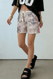 Camo Varsity Stripe Drawstring Waist Shorts
