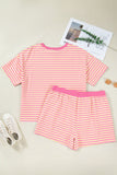 Plus Size Stripe Boxy Tee & Drawstring Short Set