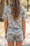 Camo Loose Tee & Drawstring Shorts Set