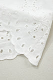 Solid Embroidered Eyelet Collared V-Neck Mini Dress