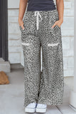 Cheetah Wide Leg Drawstring Knit Pants