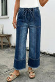 Aleah Hem Wide Leg Denim Jeans, Pants