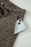 Leopard Denim Tie High Waist Shorts