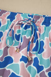Abstract Duck Camo Elastic Waist Drawstring Mini Skort
