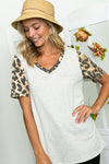 Cheetah Leopard V Neck T Shirt Top PLUS SIZE