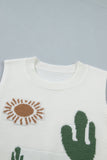 Western Cactus Oasis Sleeveless Sweater Top