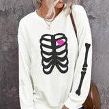 Skeleton Halloween Sweatshirt for Women – Spooky & Cozy Crewneck