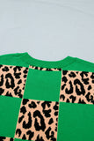 Leopard Checkered Short Sleeve PLUS Sweater