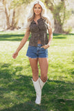 Elliana Leopard Print Slim Button Up Vest