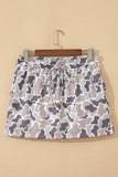 Camo Duck Print Drawstring Mini Skort Skirt Short