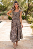 Cheetah Sleeveless Tiered Maxi Dress