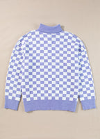 Checkered Collared Buttons Plus Size Sweater