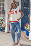 USA Vintage Trimmed Sleeveless Sweater