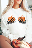 Skeleton Holding Pumpkins Graphic Sweatshirt