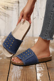 Denim Inspired Retro Studded Detail Slippers