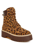 High Ankle Leopard Print Suede Boots