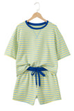 Stripe Terry Knit Top & Shorts Set