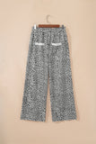 Cheetah Wide Leg Drawstring Knit Pants