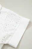Solid Embroidered Eyelet Collared V-Neck Mini Dress