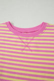 Stripe Contrast Trim Short Sleeve Top & Skirt Set