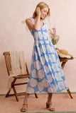 Shell Smocked Bodice Shoulder Tie Lined Midi Dress