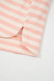 Orange Peach Stripe Contrast Loose Tee Short Set
