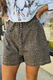 Leopard Denim Tie High Waist Shorts