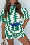 Stripe Terry Knit Top & Shorts Set