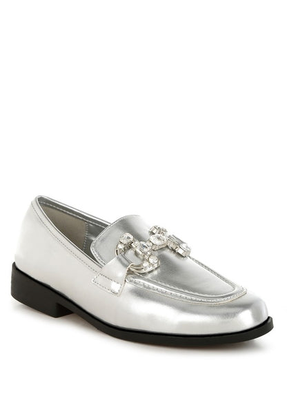 Dendron Diamante Horsebit Metallic Loafers