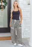 Cheetah Wide Leg Drawstring Knit Pants
