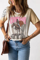 Cowboy Take Me Away Western Leopard T Shirt