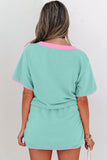 Mint & Pink Shoulder T Shirt Set