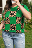 Leopard Checkered Short Sleeve PLUS Sweater