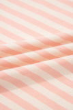 Orange Peach Stripe Contrast Loose Tee Short Set