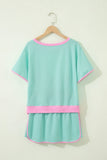 Mint & Pink Shoulder T Shirt Set