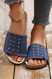 Denim Inspired Retro Studded Detail Slippers