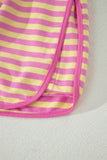 Stripe Contrast Trim Short Sleeve Top & Skirt Set