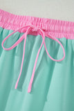 Mint & Pink Shoulder T Shirt Set
