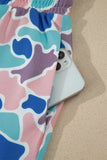 Abstract Duck Camo Elastic Waist Drawstring Mini Skort