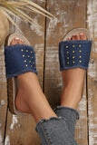 Denim Inspired Retro Studded Detail Slippers